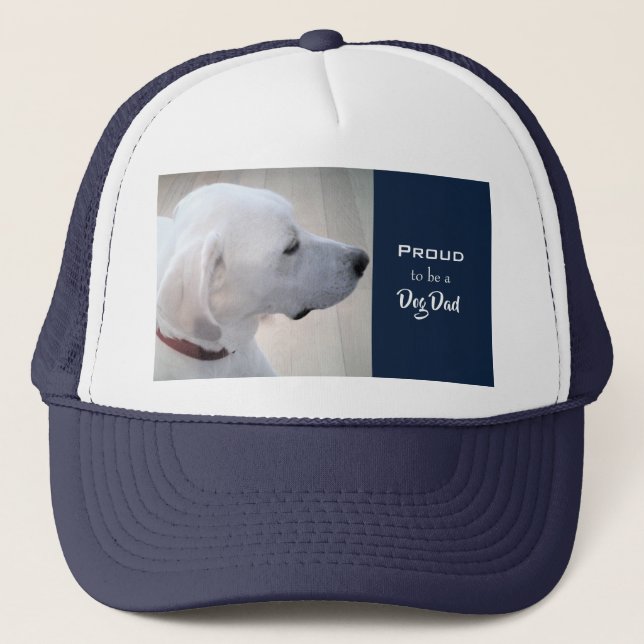 Casquette Fier Chien Papa mignon Blanc Labrador Mix Profil d (Devant)