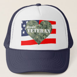 Casquette fier de vétérans de coeur de camouflage