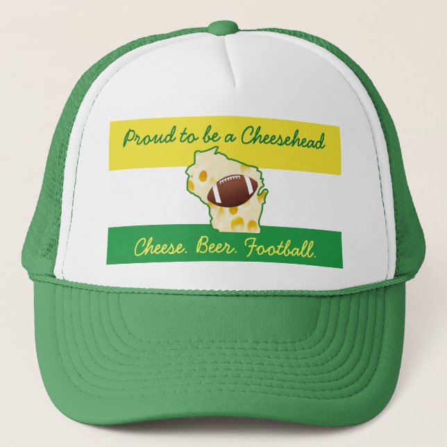 Casquette Fier d'être un humour de Cheesehead le Wisconsin (Devant)