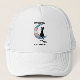 Casquette Fierté transgenre - Chat noir sur la lune transsex