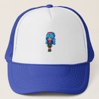 Casquette Fille aux cheveux Bleu chapeau