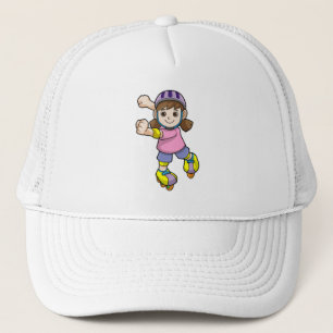 Casquette Fille comme patineur avec patins et casque
