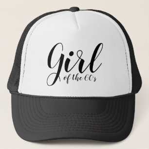 Casquette Fille des années 60 Typographie noir blanc