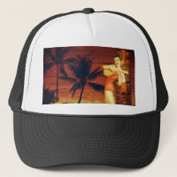 fille hawaïenne tropicale de poteau de totem de