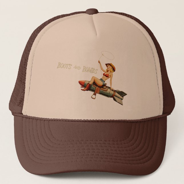 Casquette Fille Pinup d'Art du Nez avec Lasso (Devant)