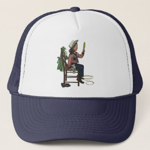 Casquette Fille rétro cowgirl se regardant dans un miroir El