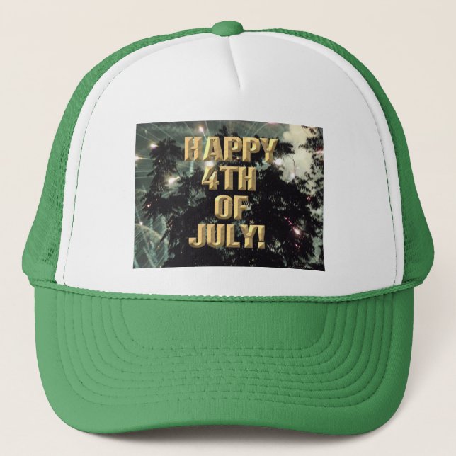 Casquette Fireworks 13 4 juillet chapeau de camionneur vert (Devant)
