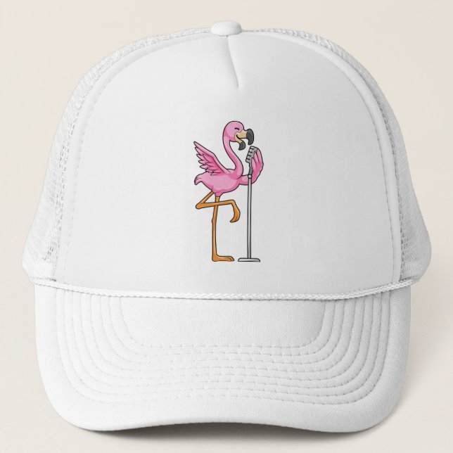 Casquette Flamant rose à Chanter avec microphone (Devant)