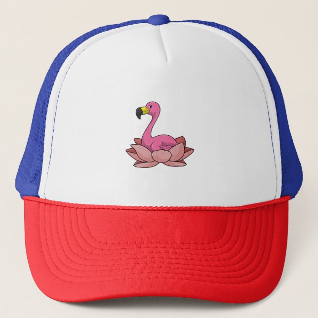 Casquette Flamant rose à fleur de Lotus (Devant)