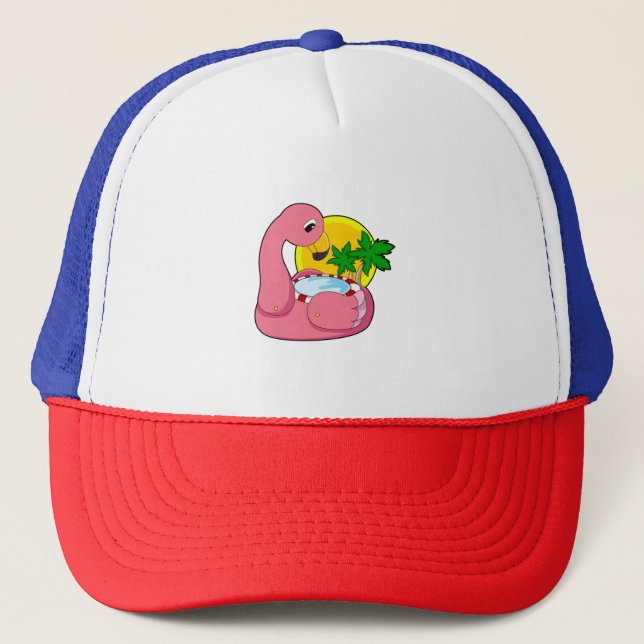 Casquette Flamant rose avec piscine (Devant)