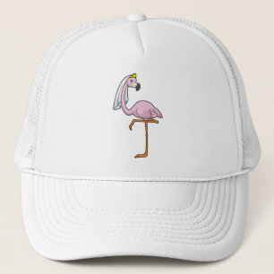Casquette Flamant rose comme Mariée au Mariage avec Voile