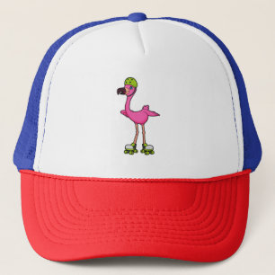 Casquette Flamant rose comme Patineur avec Roller Patins & C