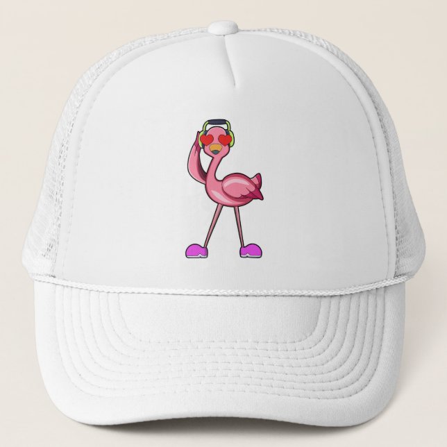 Casquette Flamant rose comme pensionné avec bâton de marche  (Devant)