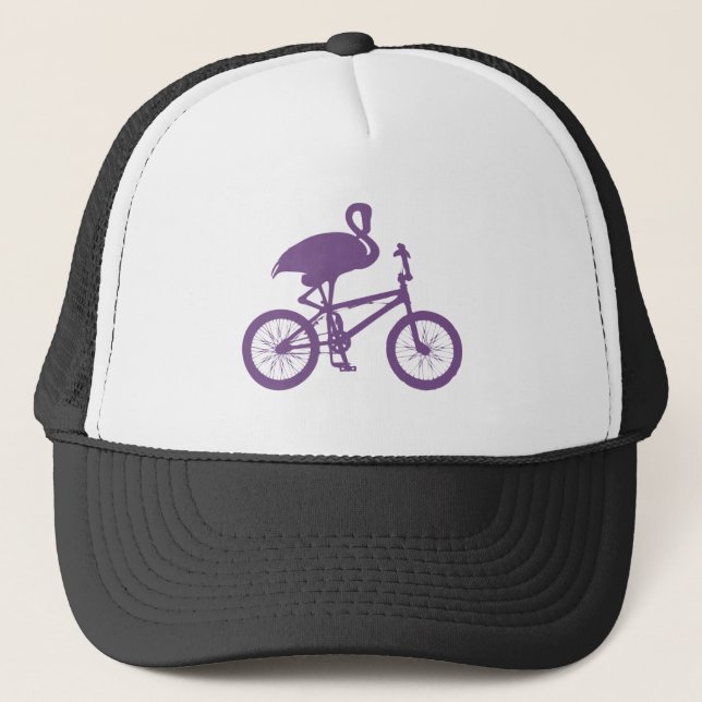 Casquette Flamant rose sur Silhouette de vélo (Devant)