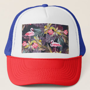 Casquette Flamant rose Tropical : Motif sans couture d'été