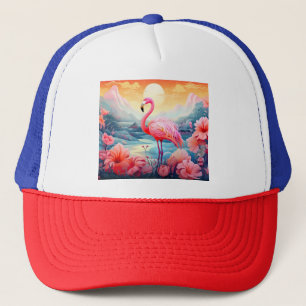Casquette Flamant Tropical avec Fleurs