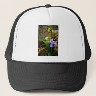 Casquette Fleur blanche pourpre bleu Iris