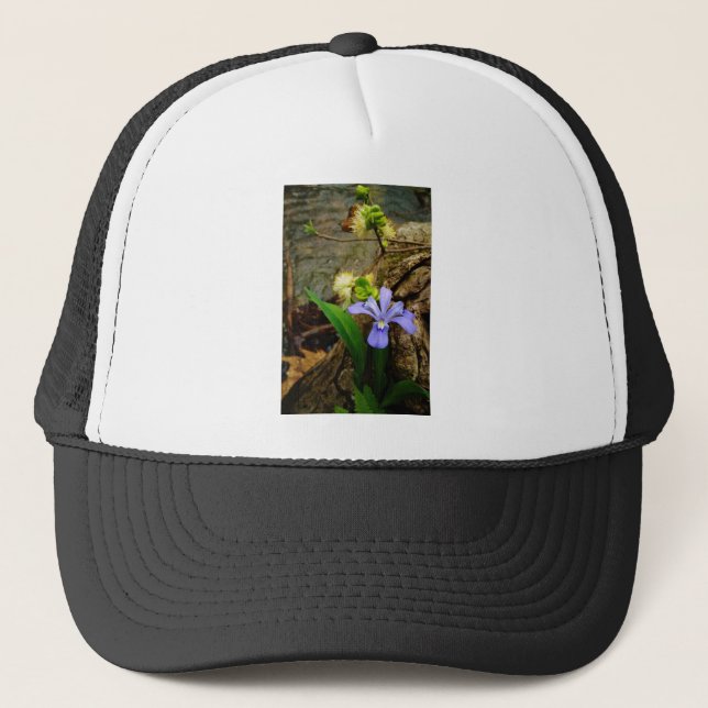 Casquette Fleur blanche pourpre bleu Iris (Devant)