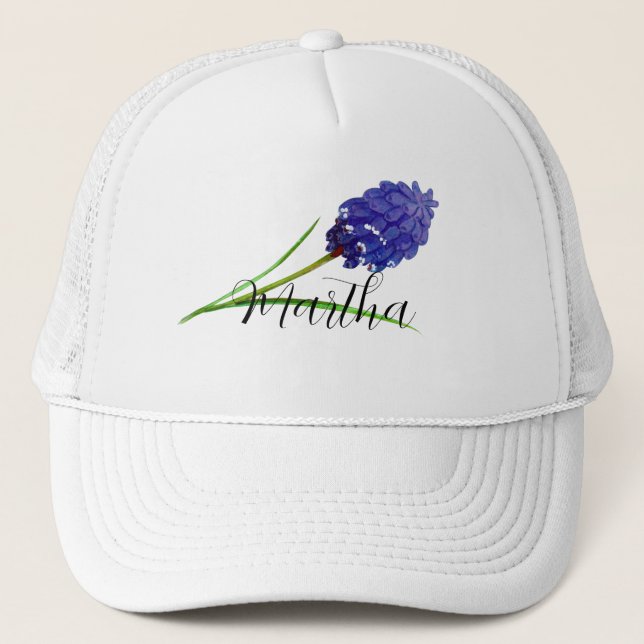 Casquette Fleur d'aquarelle pourpre avec le nom Trucker Hat (Devant)