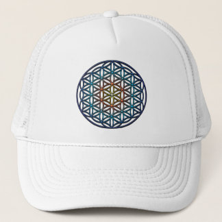 Casquette Fleur de la vie (gradient bleu jaune-orange)