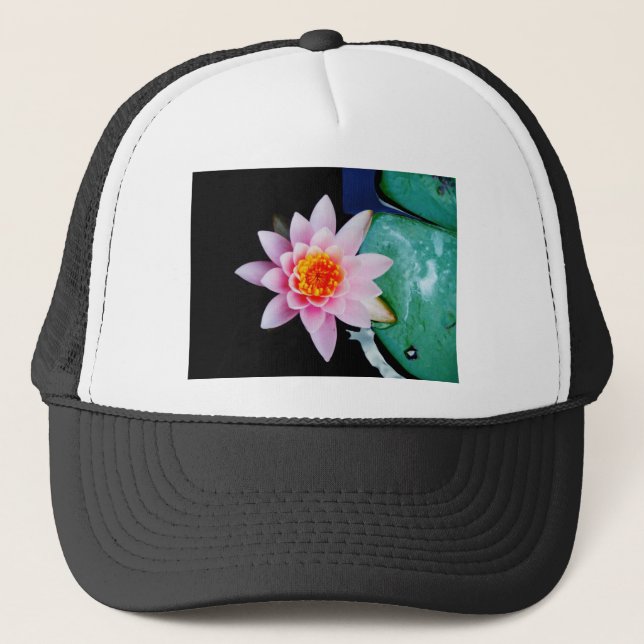 Casquette Fleur de laine d'eau chaude rose et orange de lotu (Devant)