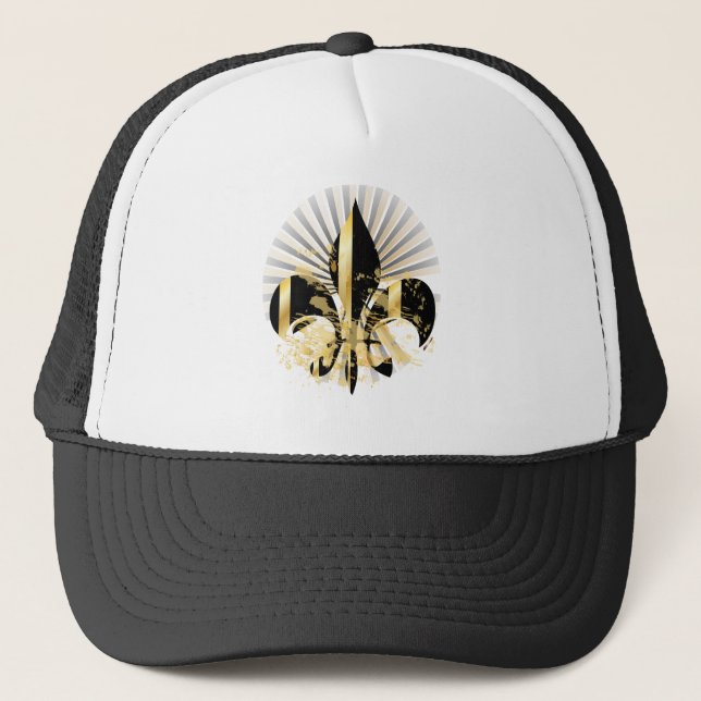 Casquette Fleur de Lis noir et or (Devant)