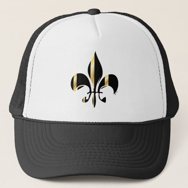Casquette Fleur de Lis noir et or (Devant)