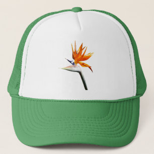 Casquette Fleur tropicale orange oiseau de paradis