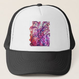 Casquette FLEURS BLANCHES rose vif bleu rouge