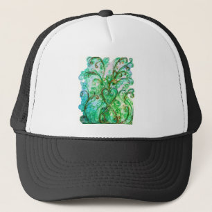 Casquette FLEURS BLANCHES vert vif bleu jaune