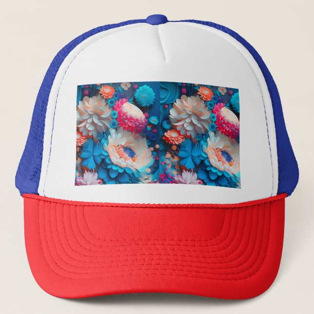 Casquette Fleurs bleues Arrière - plan-1 (Devant)