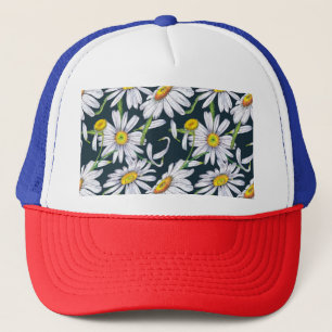 Casquette Fleurs chamomiles : Aquarelle bleu foncé.
