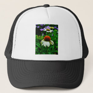 Casquette Fleurs de cônes blanches et orange