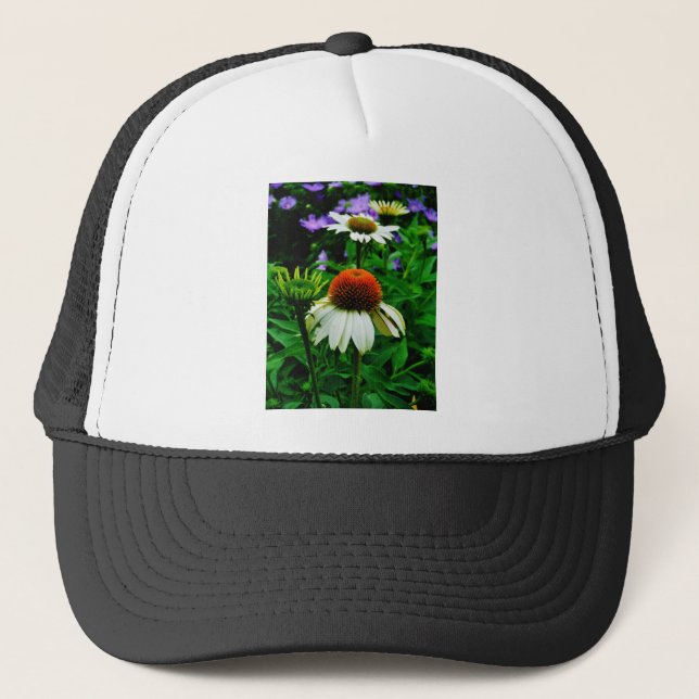 Casquette Fleurs de cônes blanches et orange (Devant)