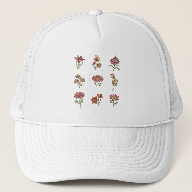 Casquette Fleurs Vintages fleurs sauvages Botanique (Devant)