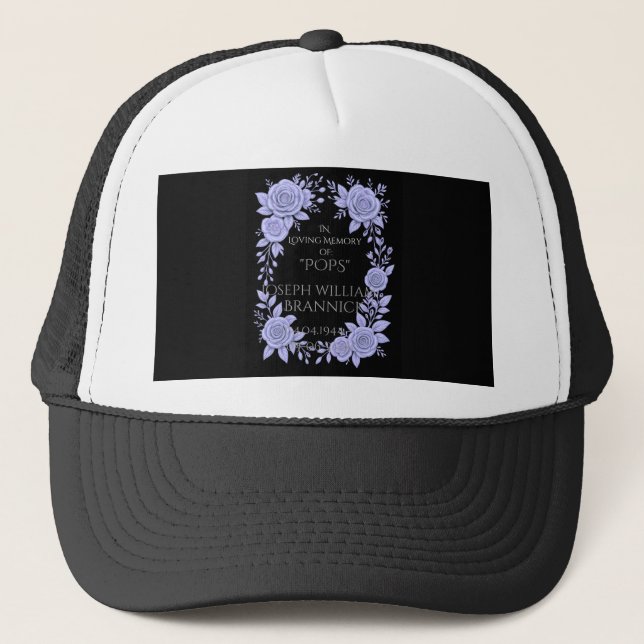 CASQUETTE FLORAL BLUE. IN LOVING MEMORY KEEPSAKE, (Devant)