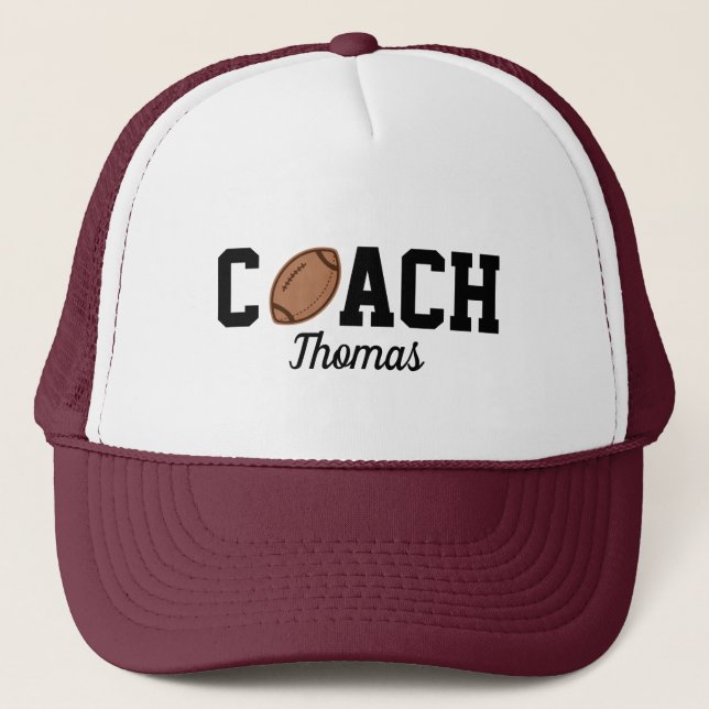 Casquette Football Coach Joueur Ball Design Typographie Nom (Devant)