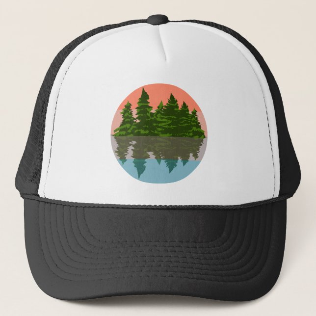 Casquette Forêt Coucher Nature Pins Arbres (Devant)
