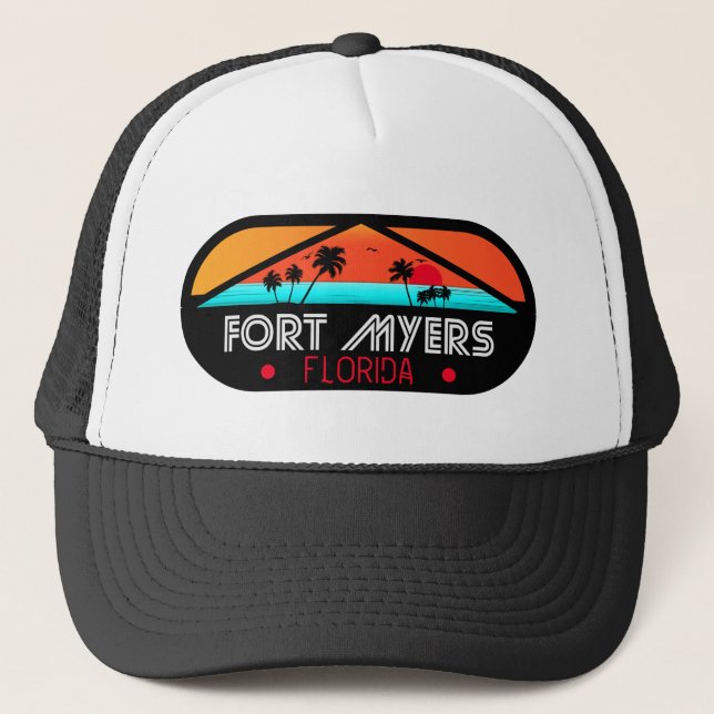 Casquette Fort Myers Beach Retro - Florida Retro Sunset (Devant)