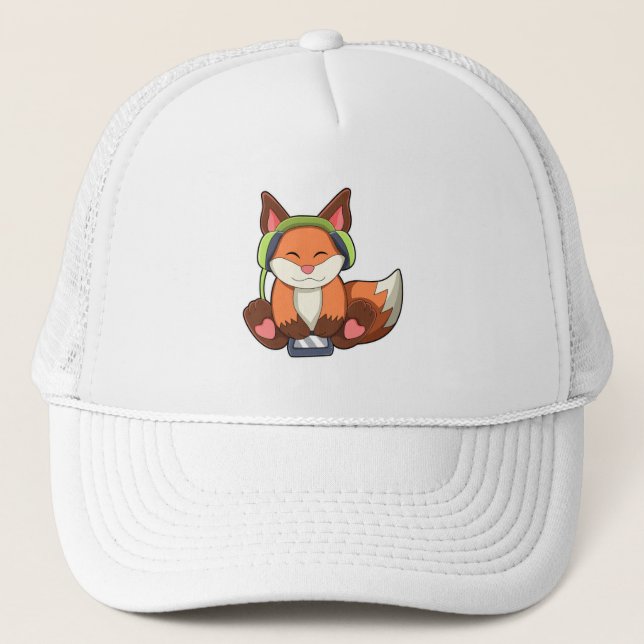 Casquette Fox à la musique avec casque (Devant)