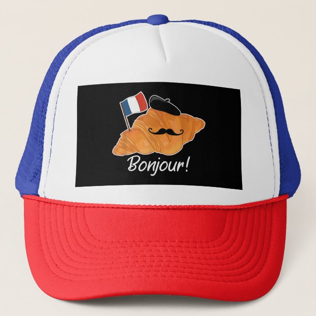 Casquette Français Croissant Lover France Drapeau Francophil (Devant)