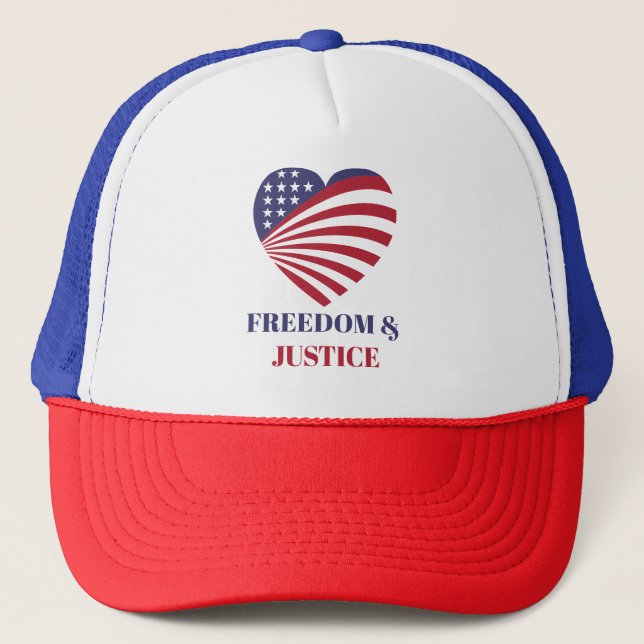 Casquette Freedom & Justice American Flag with Heart.  (Devant)