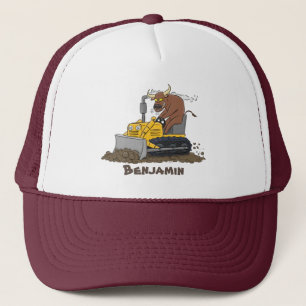 Casquette Funny bull driving bulldozer cartoon