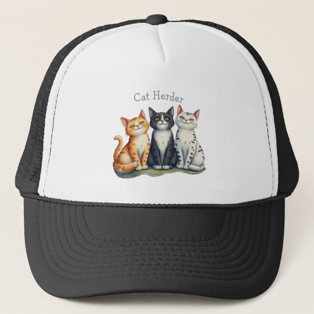Casquette Funny Cat Herder pour l'Amoureux des chats (Devant)