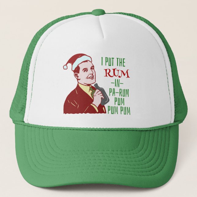 Casquette Funny Christmas Retro Man Drinking Rum Holiday (Devant)