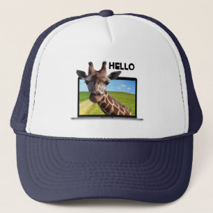 Casquette Funny Giraffe dans ordinateur portable 3D illusion