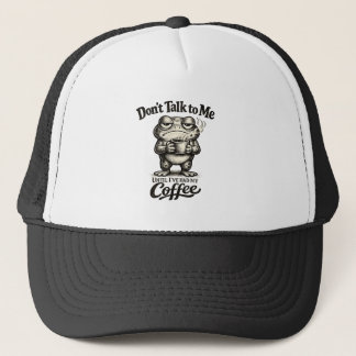 Casquette Funny Grumpy Frog Drinking Coffee