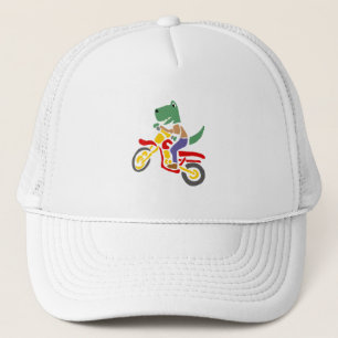 Casquette Funny T-rex Dinosaur Riding Dirt Bike Motorcycle