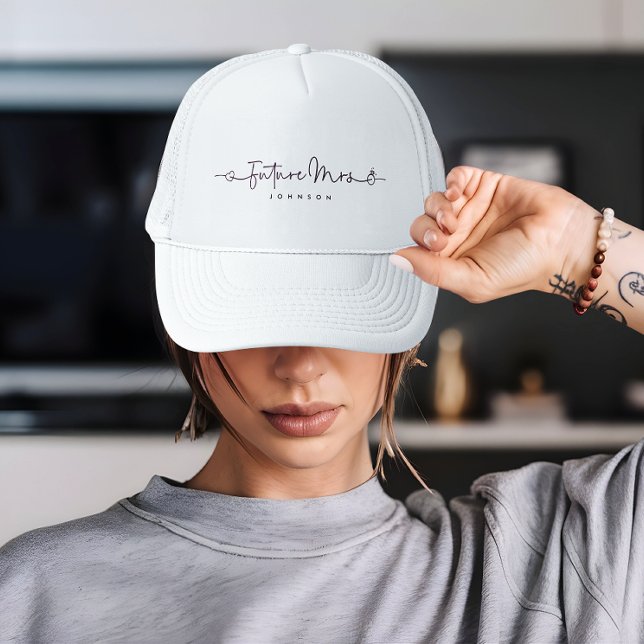 Casquette Futur mignon Mme Script Coeur Cercle Mariage perso (Créateur téléchargé)