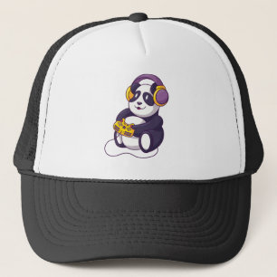 Casquette Gamer Panda Playing Videogames